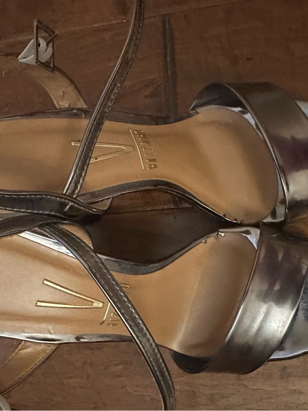 Vaneliza Silver Metallic Strappy High Heel Sandals